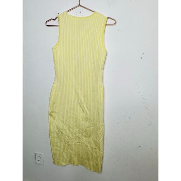 JASON WU Women's Light Yellow Ribbed Knit Sleeveless Form-Fitting Dress Size XS - Picture 9 of 16